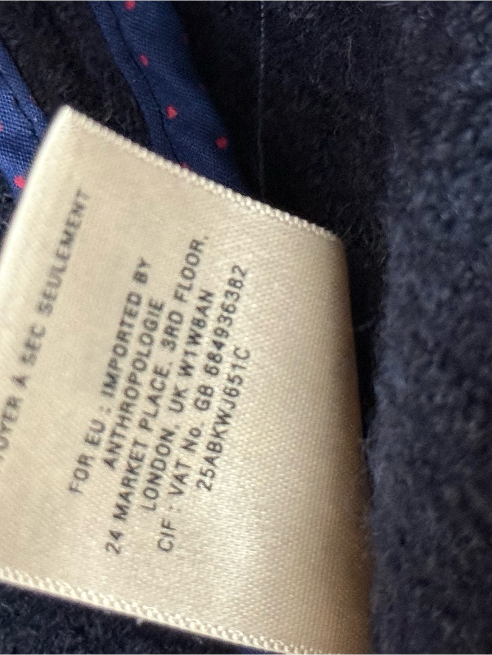 Elevenses Anthropologie Navy Wool Blend Military Peplum Jacket XS - Picture 12 of 16